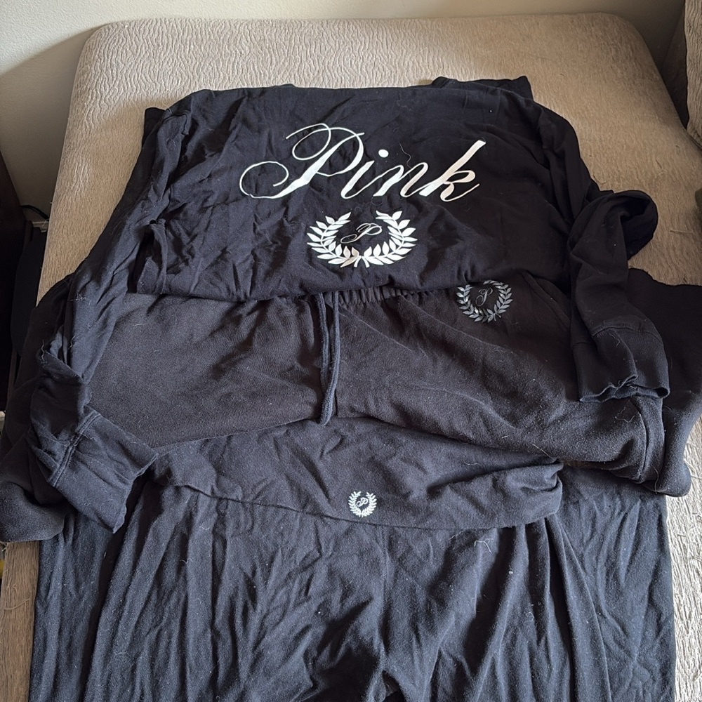 Black Lounge Set with Pink Logo